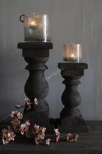 Dikke houten baluster kandelaar Umber 35 x 17 cm, Huis en Inrichting, Woonaccessoires | Kandelaars en Kaarsen, Ophalen of Verzenden