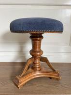 Kruk - Antieke Eiken Piano kruk met webbing hoogte