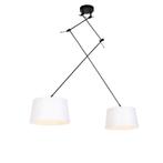 Hanglamp zwart met linnen kappen wit 35 cm 2-lichts - Blitz, Nieuw, Overige materialen, Modern, 75 cm of meer