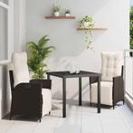 vidaXL 3-delige Tuin Eetset Bruin Poly Rattan, Tuin en Terras, Verzenden, Nieuw, Rotan
