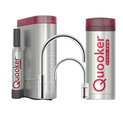 QUOOKER PRO3 NORDIC ROUND TWINTAPS RVS + CUBE - 3NRRVSTT2299, Huis en Inrichting, Keuken | Keukenbenodigdheden, Nieuw, Ophalen of Verzenden