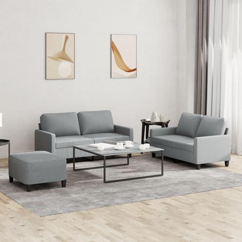 vidaXL 3-delige Loungeset met kussens stof lichtgrijs, Huis en Inrichting, Banken | Bankstellen, Nieuw, Stof, Vierpersoons of meer