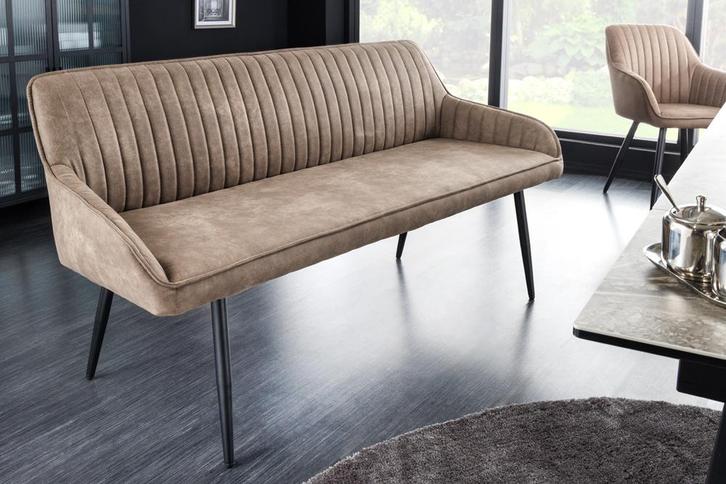 Design bank TURIN 160cm taupe zwart metalen poten met, Huis en Inrichting, Banken | Bankstellen, Ophalen of Verzenden