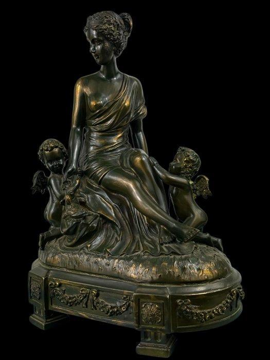 sculptuur, Ninfa con Amorini - 27 cm - Zinklegering, Antiek en Kunst, Antiek | Keramiek en Aardewerk