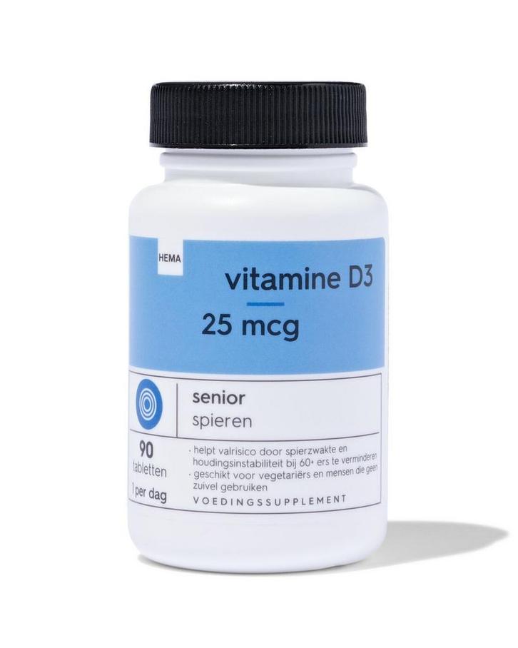 HEMA Vitamine D3 25mcg 90 stuks, Sport en Fitness, Gezondheidsproducten en Wellness, Nieuw, Verzenden