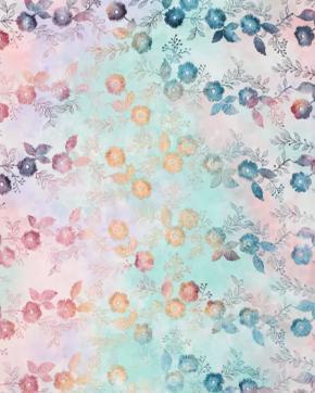 Broderie Katoen Tie Dye Bloemen Multicolor, Hobby en Vrije tijd, Stoffen en Lappen, Overige kleuren, Nieuw