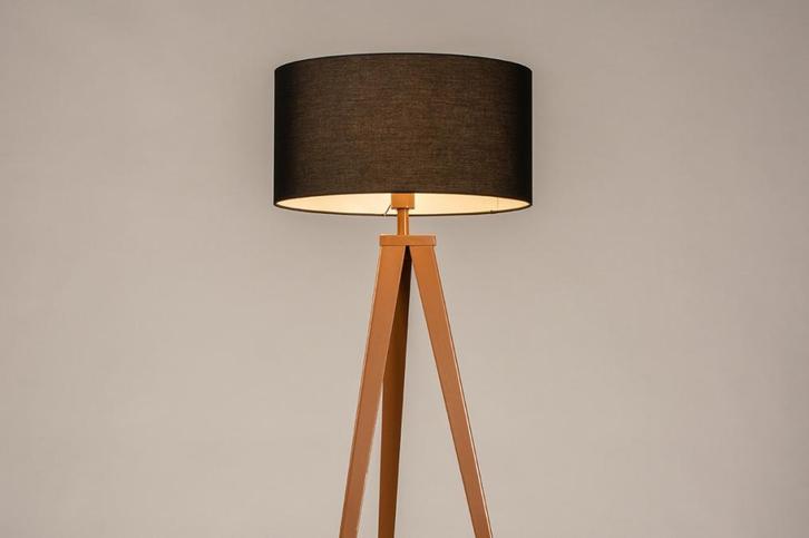 Rietveld Vloerlampen - Zwart, Bruin - Stof, Metaal, Huis en Inrichting, Lampen | Vloerlampen, Verzenden