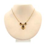 Gouden collier met granaat stenen; 43 cm | Uno A Erre, Sieraden, Tassen en Uiterlijk, Kettingen, Gebruikt, Overige kleuren, Ophalen of Verzenden