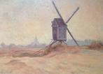 Alphonse Allaerts (1875-?) - Heide met molen en kerk, Antiek en Kunst, Kunst | Schilderijen | Klassiek