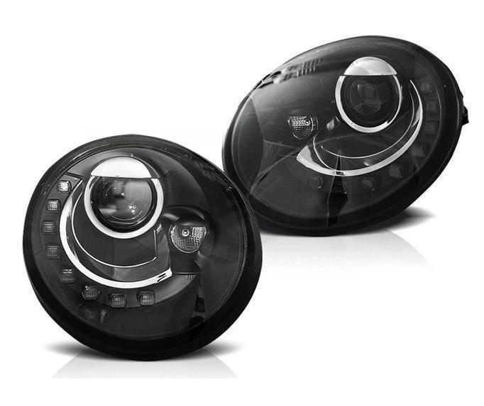 Koplampen VW Beetle 98-05 DRL Zwart, Auto-onderdelen, Overige Auto-onderdelen, Ophalen of Verzenden