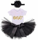 3-delig luxe 1e verjaardag setje One Black and White, Kinderen en Baby's, Babykleding | Maat 80, Jurkje of Rokje, Nieuw, Sweet-One