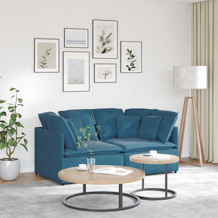 vidaXL Modulaire bank met kussens fluweel blauw, Huis en Inrichting, Banken | Bankstellen, Nieuw, Stof, Verzenden