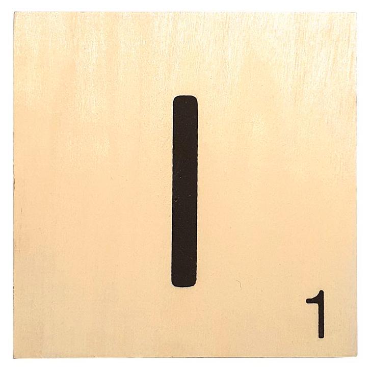 Houten Bordje 10x10x0.5cm - I - Zwarte Letter/Woordwaarde -, Huis en Inrichting, Woonaccessoires | Wanddecoraties, Nieuw, Ophalen of Verzenden