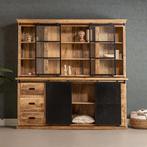 Buffetkast Mangohout Milan 240 Recht, Huis en Inrichting, Kasten | Buffetkasten, Nieuw, 200 cm of meer, Industriële meubels, 25 tot 50 cm