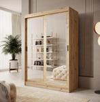Kledingkast eiken - 150cm spiegel - Kleerkast schuifdeuren, 150 tot 200 cm, Nieuw, Modern, 50 tot 75 cm