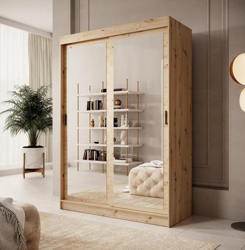Kledingkast eiken - 150cm spiegel - Kleerkast schuifdeuren, Huis en Inrichting, Kasten | Vitrinekasten, 50 tot 75 cm, Nieuw, 200 cm of meer