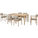 Liam Levi dining tuinset 7 delig 180x100xH75 cm teak 4, Ophalen of Verzenden, Nieuw, Teakhout