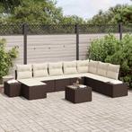 vidaXL Tuin Sofa Set met kussen 8 pcs Bruin en Crème poly, Verzenden, Nieuw, Rotan