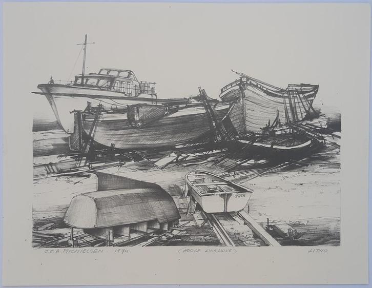 Jan Michielsen - Hoge zwaluwe, Antiek en Kunst, Kunst | Litho's en Zeefdrukken, Ophalen of Verzenden