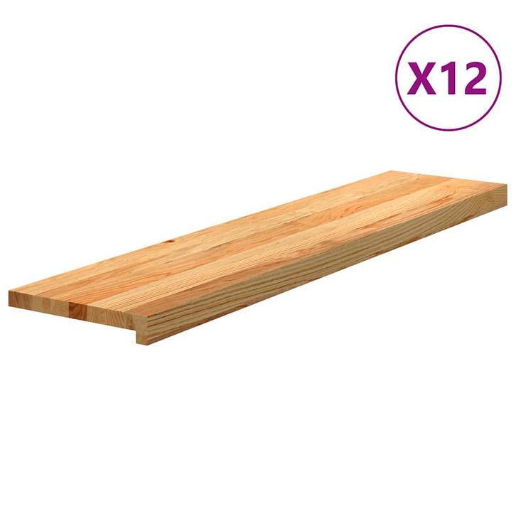 vidaXL Traptreden 12 st 110x25x2 cm massief eikenhout, Doe-het-zelf en Verbouw, Ladders en Trappen, Nieuw, Verzenden