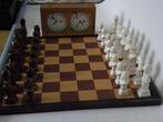 Schaakspel - Porselein-Hout met schaakklok