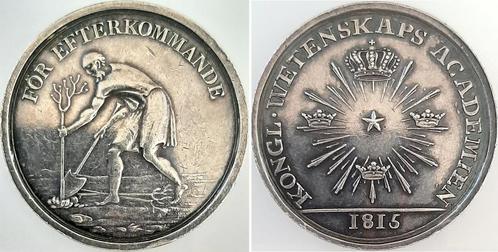 Medaille Schweden, Karl Xiii 1815, Koenigliche Akademie z..., Postzegels en Munten, Penningen en Medailles, Verzenden