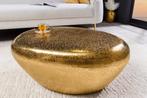 Handgemaakte salontafel STONE 75cm goud metaal gehamerd, Ophalen of Verzenden, Nieuw