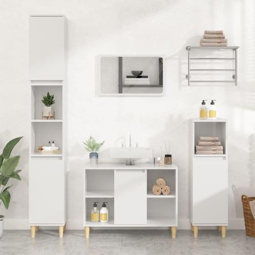 vidaXL Wastafelkast 80x33x60 cm bewerkt hout hoogglans wit, Huis en Inrichting, Tafels | Kaptafels, Nieuw, Verzenden