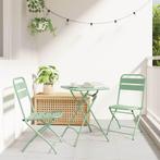 vidaXL 3-delige Vouw Bistroset - Lichtgroen Staal, Verzenden, Nieuw, Rvs