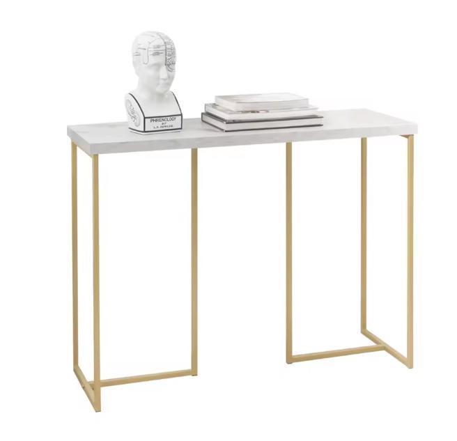 Nieuw: Luxe Gouden Consoletafel met Marmerlook – 100×36×75cm, Antiek en Kunst, Antiek | Meubels | Tafels, Verzenden