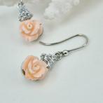 Zilver - Oorbellen - ROSE INCISÉE IN CORALLO, Antiek en Kunst