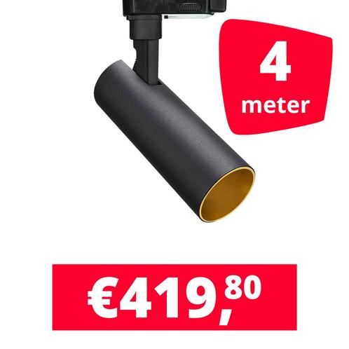 LED Railverlichting Meteora Zwart 4 spots + 4M rails, Zakelijke goederen, Kantoor en Winkelinrichting | Winkel en Inventaris