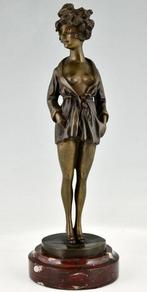 Maurice Milliere - sculptuur, Art Deco erotisch beeld vrouw