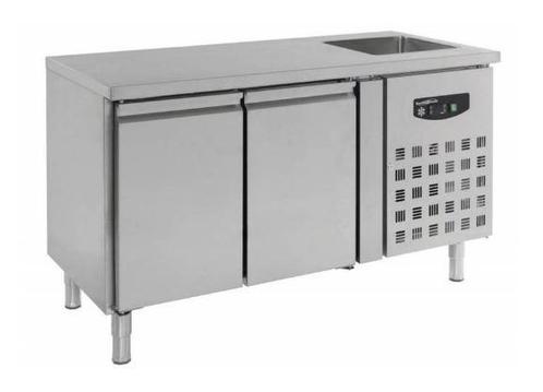 2 deurs koelwerkbank met spoelbak | 151 x 70 x 96, Zakelijke goederen, Horeca | Keukenapparatuur, Verzenden