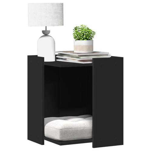 vidaXL Kattenbakkast 42x42x51 cm bewerkt hout zwart, Dieren en Toebehoren, Katten-accessoires, Nieuw, Verzenden