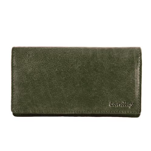 Landley Dames Harmonica Portemonnee Leer RFID Olijfgroen, Sieraden, Tassen en Uiterlijk, Portemonnees, Nieuw, Overige merken, Leer
