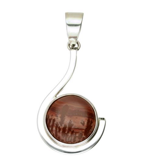 Zilveren Apache Sage Rhyoliet Jaspis edelsteen krul groot..., Sieraden, Tassen en Uiterlijk, Kettinghangers, Verzenden
