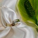 Bicolor gouden ring met baguette diamant | 0,21 ct., Sieraden, Tassen en Uiterlijk, Ringen, 18 tot 19, Gebruikt, Overige kleuren