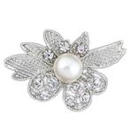 Fako Bijoux® - Broche - Bloem Met Parel - 40x28mm -, Sieraden, Tassen en Uiterlijk, Broches, Verzenden, Nieuw