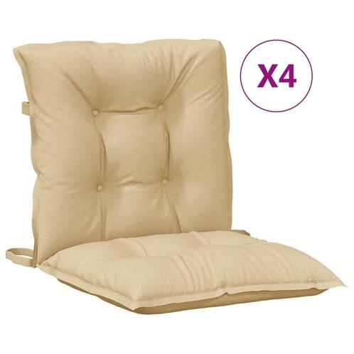 Stoelkussens 4 st lage rug beige - tweedekansje - OP = OP!, Tuin en Terras, Tuinmeubel-accessoires, Nieuw, Ophalen of Verzenden
