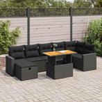 vidaXL 5-delige Loungeset met kussens poly rattan acacia, 4 zitplaatsen, Nieuw, Loungeset, Verzenden