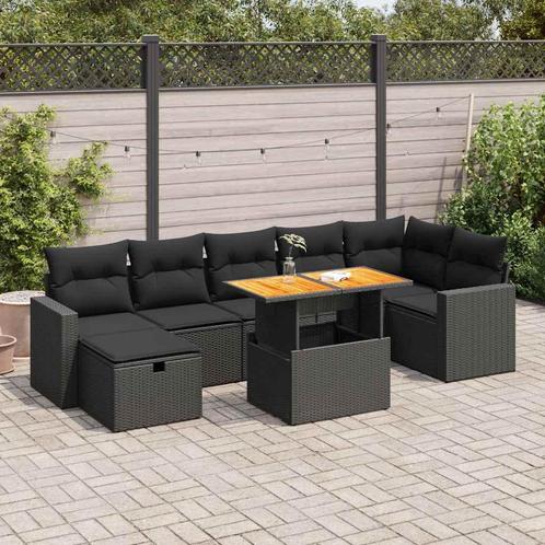 vidaXL 5-delige Loungeset met kussens poly rattan acacia, Tuin en Terras, Tuinsets en Loungesets, Loungeset, Nieuw, 4 zitplaatsen