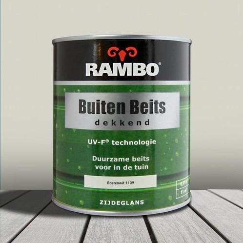 RAMBO Buitenbeits Dekkend - Boerenwit 1109 - 0,75 liter, Doe-het-zelf en Verbouw, Verf, Beits en Lak, Beits, Wit, Nieuw, Minder dan 5 liter