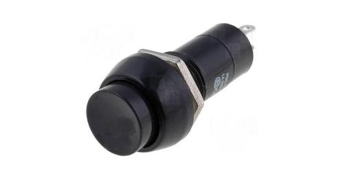 Push schakelaar - 12mm - 250V AC - SPST NO - Zwart, Doe-het-zelf en Verbouw, Overige Doe-het-zelf en Verbouw, Nieuw, Ophalen of Verzenden