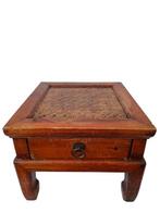 Bijzettafel - Koloniaal - Hout, Rotan - met rotan blad en