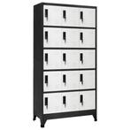 vidaXL Lockerkast 90x40x180 cm staal antracietkleurig en wit, Verzenden, Nieuw