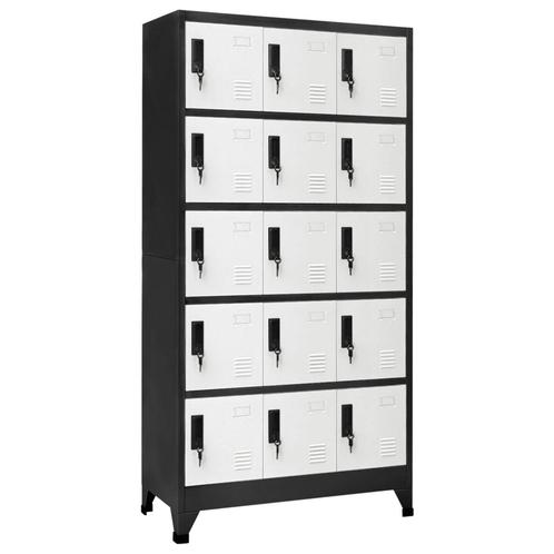 vidaXL Lockerkast 90x40x180 cm staal antracietkleurig en wit, Huis en Inrichting, Kasten | Lockerkasten, Nieuw, Verzenden
