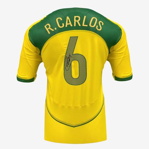 Roberto Carlos Signed Brazil Football Shirt - 2004-06 Home, Verzamelen, Sportartikelen en Voetbal, Ophalen of Verzenden