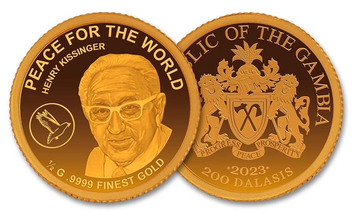Kleinste goud munt Henry Kissinger 2023 AU, Postzegels en Munten, Munten | Amerika, Verzenden