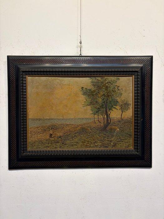 Scuola italiana (XIX-XX), firmato Sori - Paesaggio di Lago, Antiek en Kunst, Kunst | Schilderijen | Klassiek